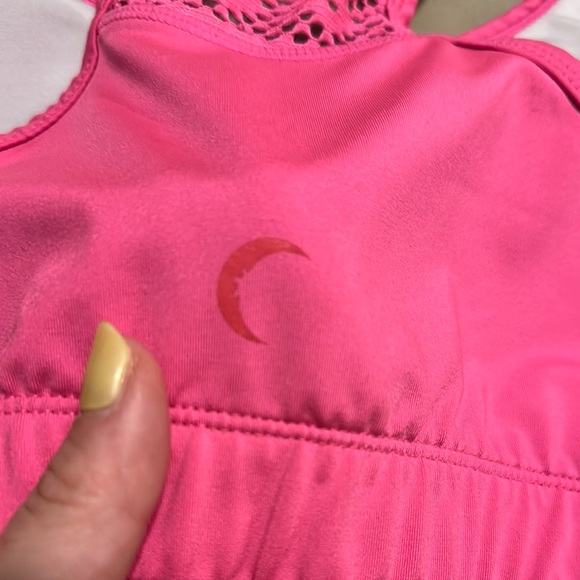 Zyia Active Hot Pink Bomber Sports Bra Lace Razorback Sz Large - Picture 5 of 5